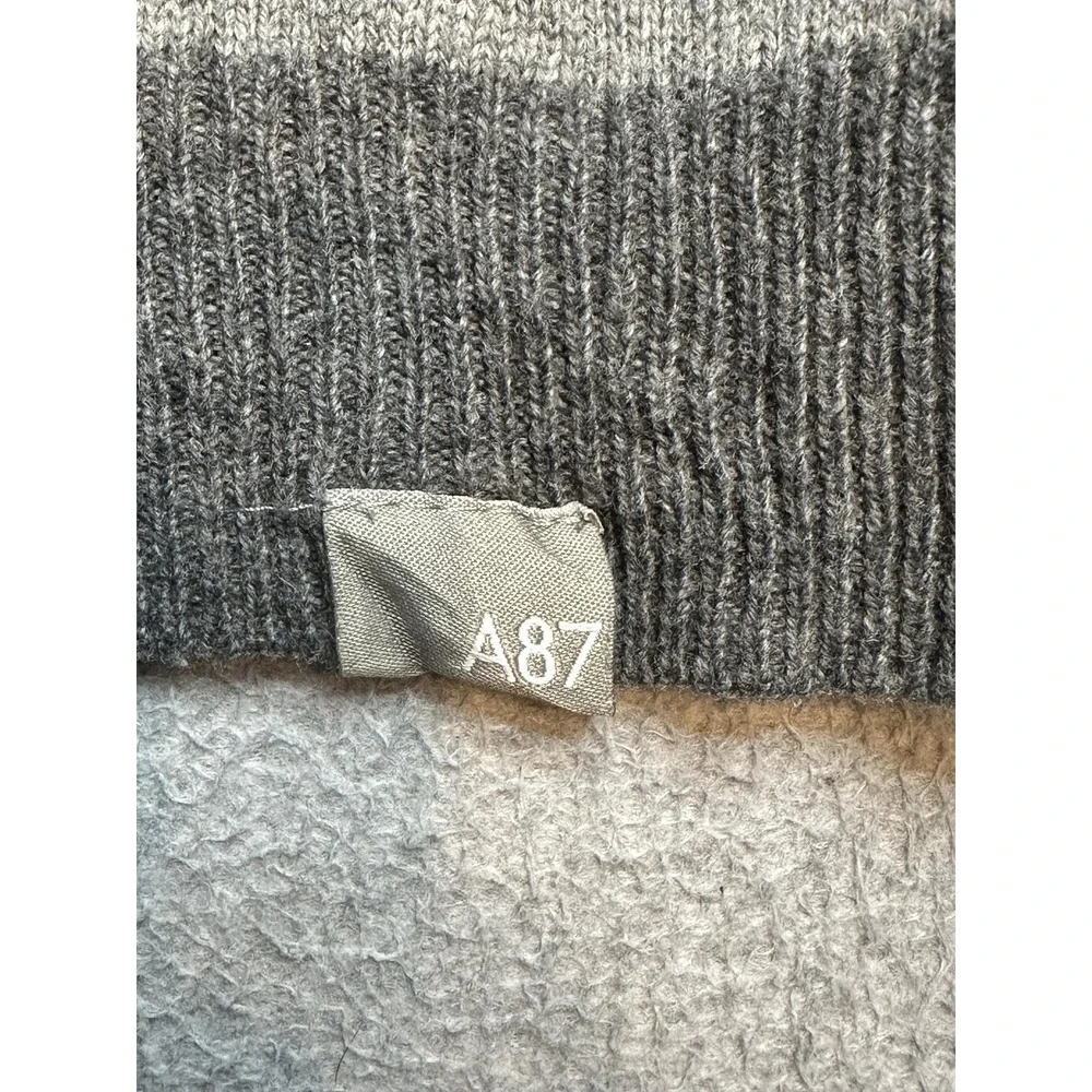 Aeropostale Sweater Mens XL Striped Grey Charcoal Wool Blend A87 Crewneck